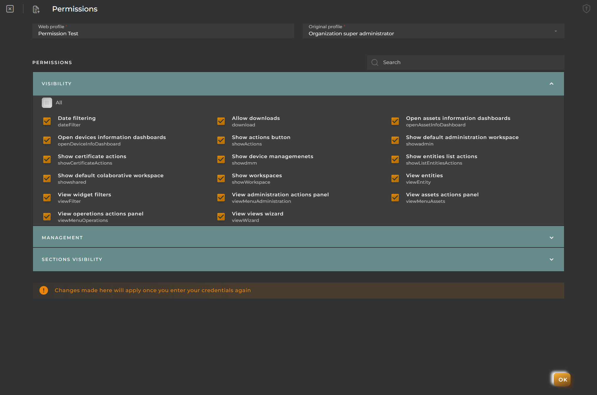 Web Permissions Visibility