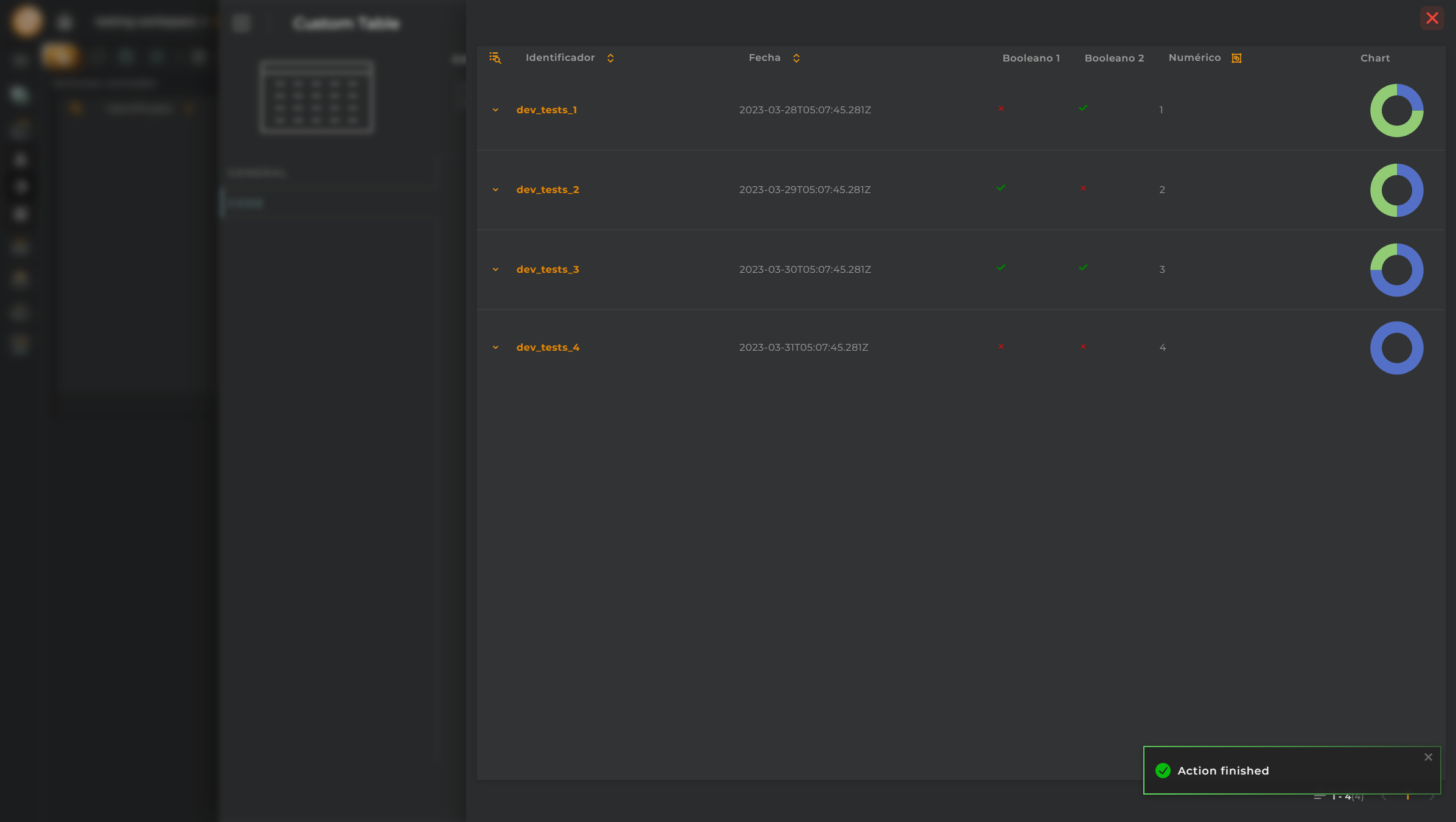 Custom table code preview