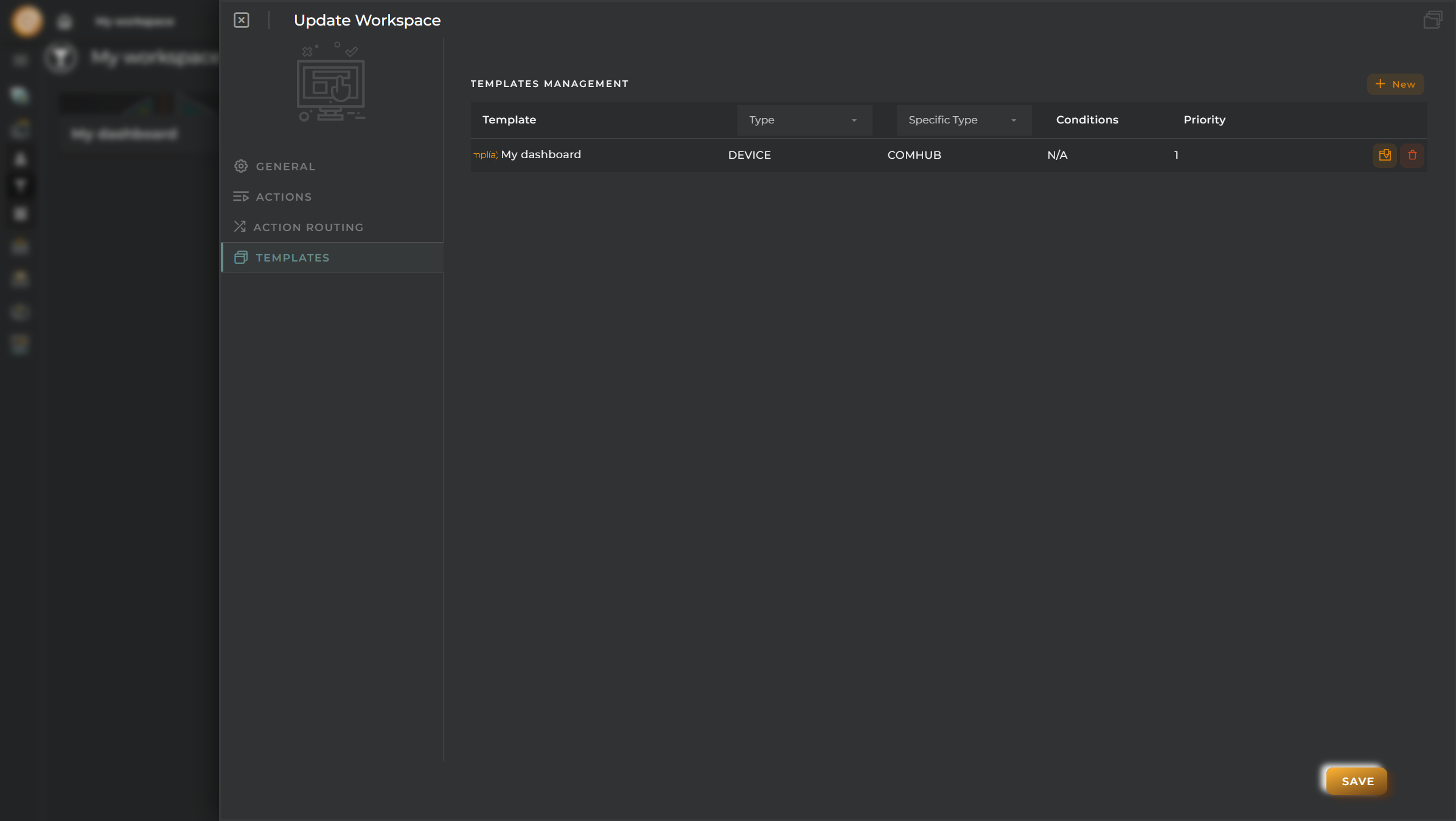 Workspace configuration templates