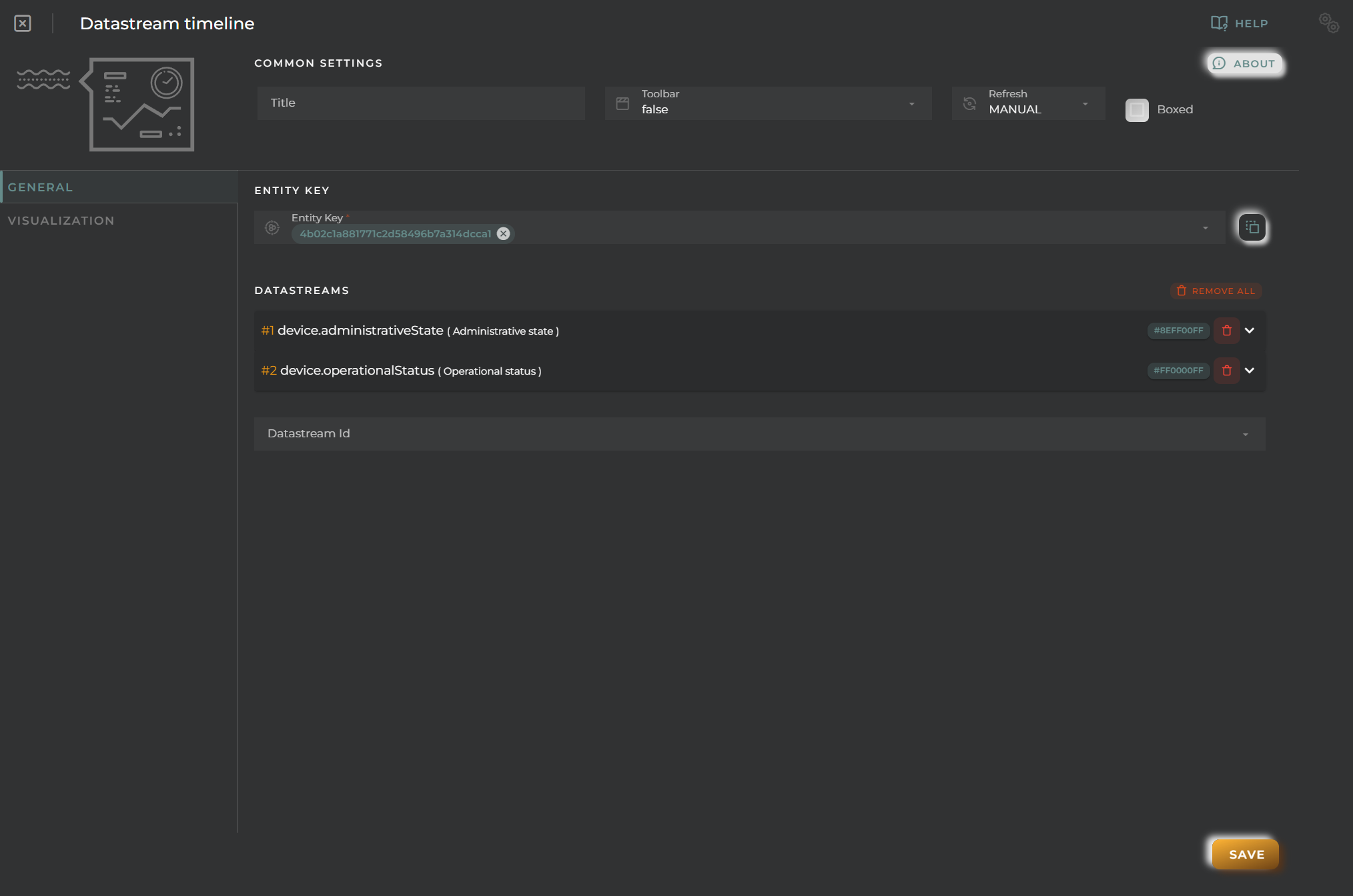 Data Stream Timeline General Configuration