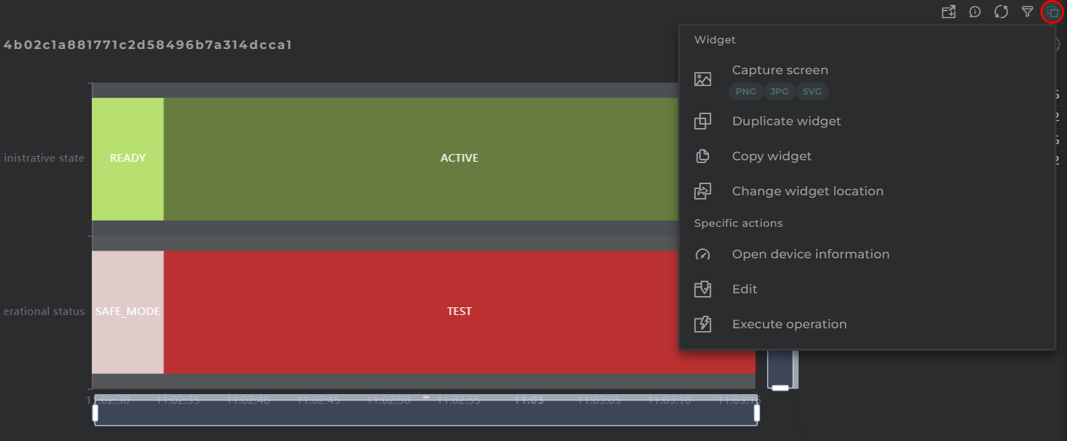 Data Stream Timeline Actions