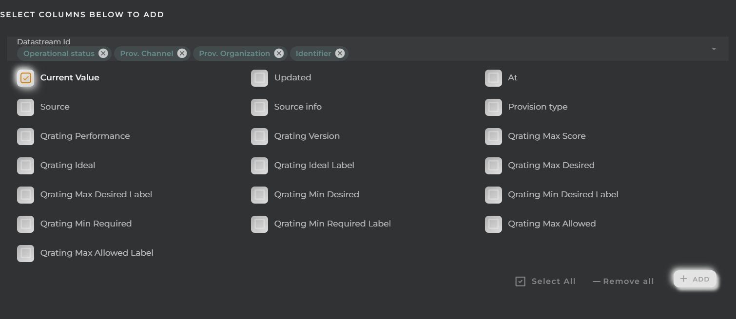 Data Stream select