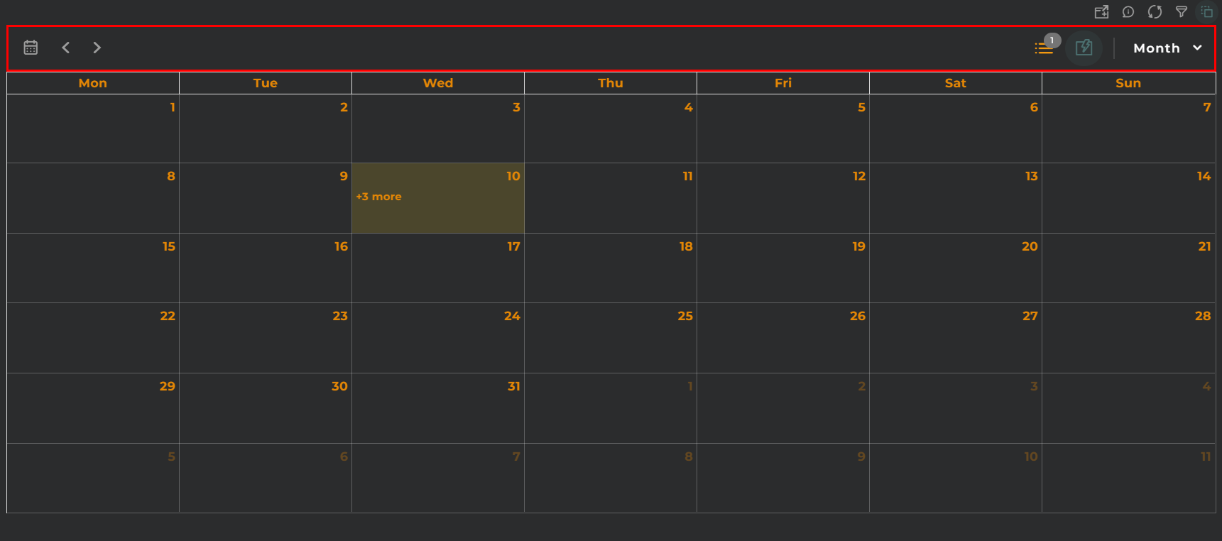 Periodic Operations Calendar Actions