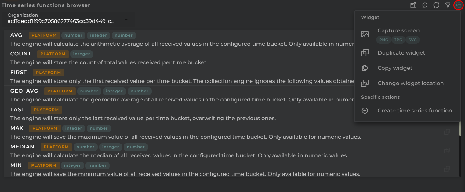 Time Series function Browser Actions